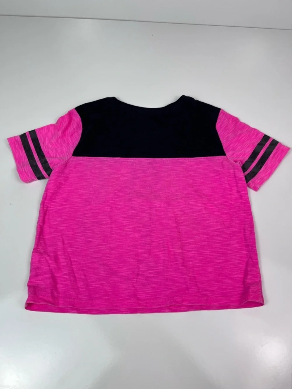 Kids Girls Justice Hot Pink Peace Exclamation Short Sleeved T-shirt Sz 8